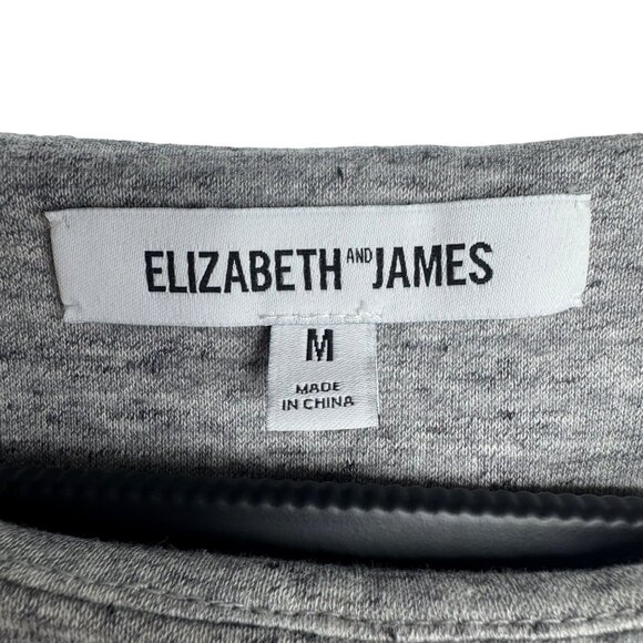 Elizabeth & James Gray Oversized Cropped Sweater Red Embroidery Cotton Blend SzM - Picture 2 of 8